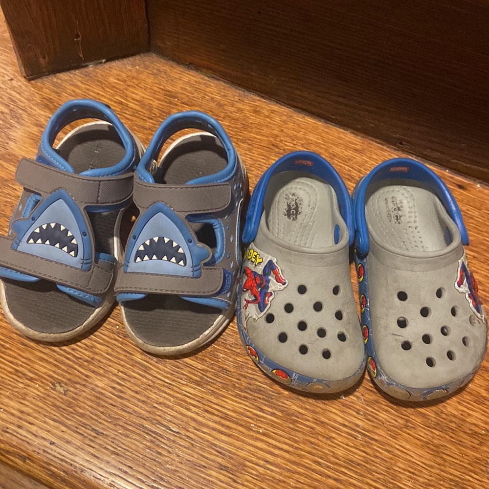 Crocs and sandles by Carter’s blue and grey number 6